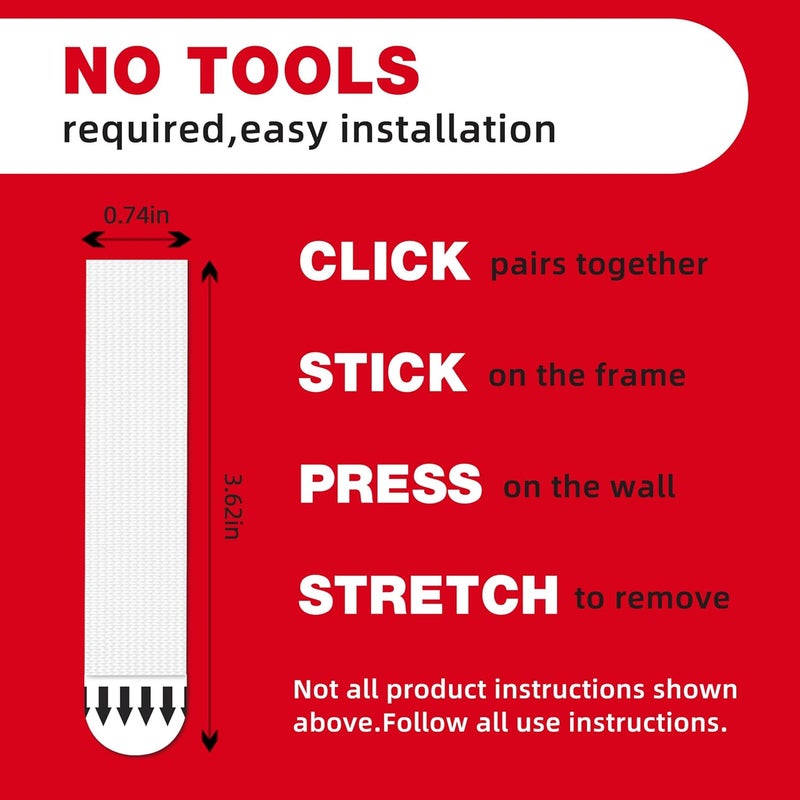 Sinfuo Picture Hanging Removable Hook-and-Loop Strips, 20-Sets Set Damage-Free Picture Hanging Tool Kit Residue-Free Wall Tape, Adhesive Strips, Hook and Loop Tape, Mounting Tape -L - Image 3